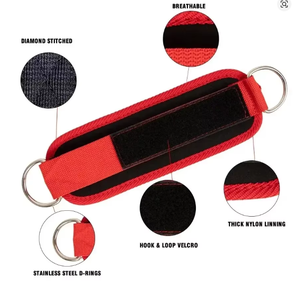 Sangles de cheville réglables en néoprène et acier avec anneau en D pour machines à câble - Protection professionnelle pour les exercices des fessiers, des jambes et des abducteurs - Product Image 3