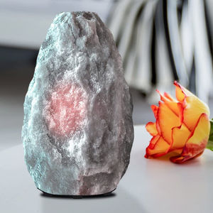 OEM Natural Gray Himalayan Rock Salt Lamp With Wooden Base and Dimmer <b>Switch</b> for Decoration & Gift Grey Salt Lamp - Product Image 6