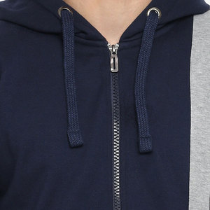 Men's Navy Color Blocking Tracksuit Full <b>Zip</b> <b>Hooded</b> Sweatshirt Pants Set Casual Autumn Wear Breathable Polyester Cotton - Product Image 6