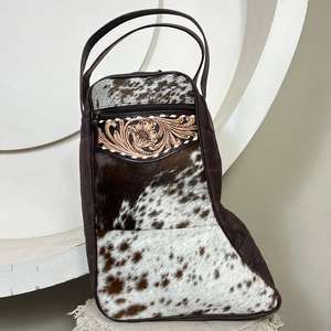 Sac à chaussures en toile robuste avec pochette de rangement en cuir de vachette façonnée à la main pour les voyages, la salle de sport et l'extérieur avec fermeture éclair sécurisée - Product Image 3