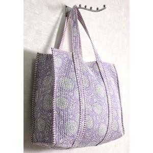 Bolso Tote de Algodón con Estampado Floral, Bolso de Hombro Acolchado, Bolso de Compras Boho Hecho a Mano en India para Mujer - Product Image 2