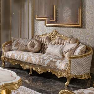 Oferta Especial: Juego de Sofás de Lujo Tallados y Duraderos con Relleno de Esponja, Madera Dorada Antigua para Sala de Estar de Apartamento, Estilo Real Europeo - Product Image 2