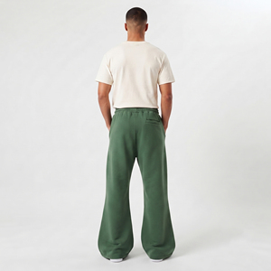 Men's Elastic Waistband <b>Flare</b> Leg <b>Sweatpants</b> Embroidered Letter Print Casual Drawstring Pants Winter Wear 430 GSM Terry Trouser - Product Image 2