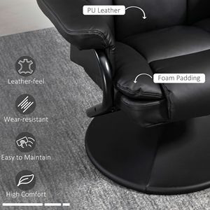 Poltrona Reclinabile Elettrica e Manuale con Poggiapiedi, Girevole a 360°, Schienale Regolabile, in Ecopelle Nera per Arredamento Soggiorno - Product Image 5