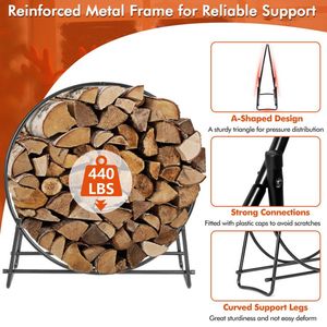 40-Inch Tubular Steel <b>Log</b> Hoop Firewood Storage Rack for Fireplace Sets & Accessories - Product Image 5
