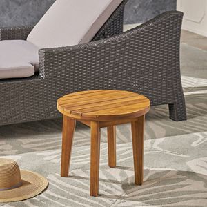 Table d'appoint extérieure en bois d'acacia de 16 pouces avec finition teck, tables d'extérieur élégantes - Product Image 3