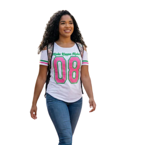 T-shirt décontracté pour femme en coton premium avec épaules dénudées et motifs graphiques imprimés - Product Image 4