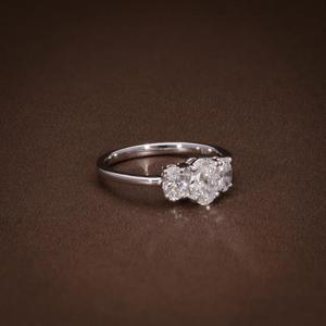 Oval Cut Diamond Three Stone <b>Ring</b> Solid White Gold Prong Setting Simple <b>Plain</b> Band Classic Engagement Half Eternity Bridal <b>Ring</b> - Product Image 3
