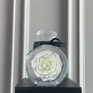 Flacon de Parfum Rose Saint Valentin Anniversaire Mini Coffret Cadeau Préservé Unique Grande Rose Immortelle Fleur Eternelle dans une Boîte en Acrylique