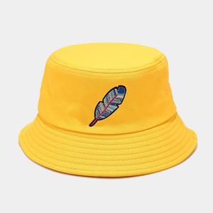 Chapeau Bob Unisexe en Toile de Coton Brodé Motif Plume Décontracté Printemps-Été 56-58CM pour Adulte - Product Image 5