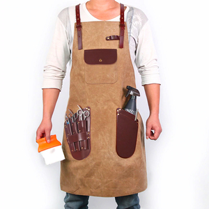 Tablier en cuir personnalisé avec logo pour styliste, tabliers de barbier en cuir de haute qualité avec plusieurs poches, couleur unie, service OEM - Product Image 5