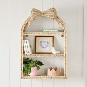 Modern Bowknot Rattan Storage Shelf Children Room Arch Hanging Bookshelf Holder Display Toys Organizer Eco Friendly Wholesale - Product Image 3