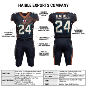 Ensemble d'uniformes de football américain personnalisés sublimés pour hommes, maillot Pro-Cut avec tissu extensible 4 directions et pantalon rembourré, kit d'équipe de gridiron OEM - Product Image 5