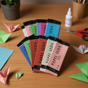 Carta Seta Artigianale Colori Misti 12 Pezzi Rettangolari Carta di Riso per Origami Materiali Artistici - Product Image 3