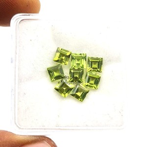 Peridoto natural de corte cuadrado, piedras preciosas sueltas de 7 mm, peridoto verde facetado para la fabricación de joyas, piedra de peridoto genuina calibrada - Product Image 3