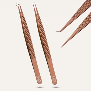 Pince à épiler professionnelle pour extensions de cils à pointe en fibre, courbée en L, pour isolation de précision, outil pour cils volume intense - Product Image 1
