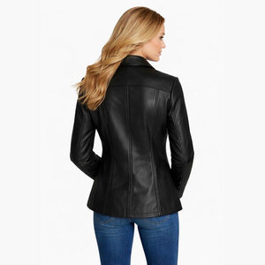 Blouson matelassé pour femme en cuir de mouton, style bulle, vêtement d'extérieur d'hiver, fermeture éclair, finition délavée, imperméable, réversible, décontracté, style urbain - Product Image 6