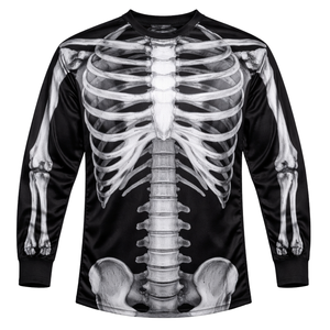 Camiseta de paintball con diseño de esqueleto y anatomía de calavera, sublimada, de manga larga, transpirable, de malla, para equipo, con puños elásticos acanalados profesionales - Product Image 2