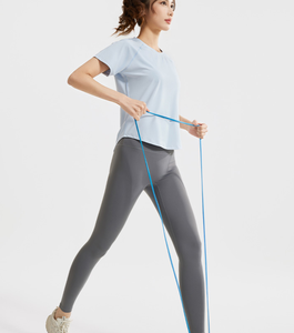 T-shirt de sport d'été pour femme, fitness, uni, léger, respirant, manches courtes, col rond, personnalisable avec logo - Product Image 3