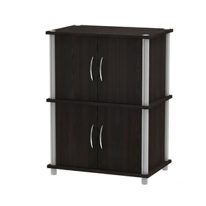 Modern 1953 Multi Use 2 Tier <b>Storage</b> Cabinet Wood Double Door <b>Sideboard</b> Compact Accent Mahogany Oak Buffet Cupboard - Product Image 3