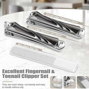 Coupe-ongles en acier inoxydable à lame courbée et coupe nette, avec poignée renforcée, pour ongles des doigts et des orteils, outil de toilettage polyvalent - Product Image 2