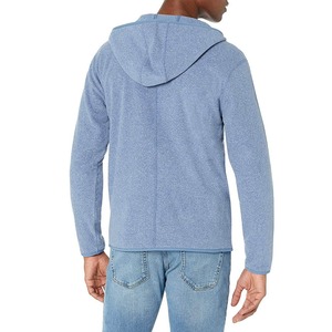 Sudadera de Punto con Capucha y Cierre de Cremallera para Hombre, Color Azul Claro, Corte Regular, para Primavera, 100% Algodón, Transpirable, Diseño Sólido - Product Image 3