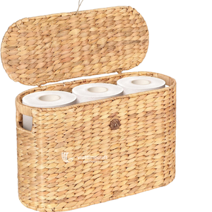 Cesta de Almacenamiento de Jacinto de Agua Estilo Vintage con Tapa, Cesta de Mimbre para Ropa y Baño, Venta al por Mayor - Product Image 1