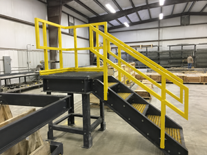 Escalier industriel en PRV antidérapant, escalier de sécurité renforcé en fibre de verre pour usine chimique et plateformes extérieures - Product Image 3