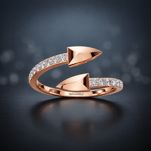 Anillo Abierto de Moda con Flecha Geométrica y Diamante Cultivado en Laboratorio para Mujer, Anillo de Compromiso o Aniversario en Oro de 10K, 14K, 18K, Plata 925, 935 - Product Image 2