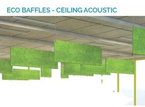 Tranquil APS Paneles acústicos modernos con deflectores colgantes de perno impregnado Diseño 3D reductor de sonido Poliéster perforado embalado - Product Image 5