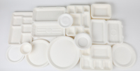 Clamshell 8X8 3CP Biodegradable Sekali Pakai dari Ampas Tebu Tidak Beracun Bersertifikat ISO Komposabel Bebas BPA Bebas PFAS HoReCa