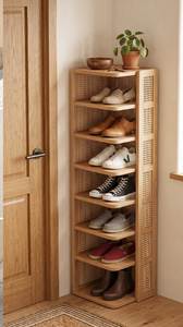 Étagère à chaussures en bambou étroite à plusieurs niveaux, organisateur de rangement ouvert pour entrée et petits espaces - Product Image 4