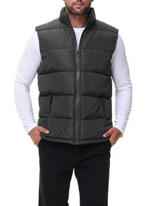Chaleco Acolchado sin Mangas con Diseño de un Solo Botón, Chaqueta con Capucha Impermeable, Ropa Exterior Informal con Logotipo Personalizado, a la Moda para Hombre - Product Image 4