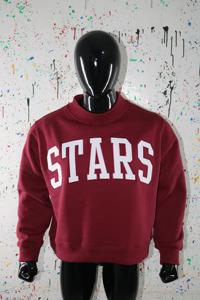 STARS BROWN <b>Mock</b> <b>Neck</b> Sweatshirt 100% WHITE Applique Embroidery wide <b>neck</b> Sweatshirt Finer Threads - Product Image 4