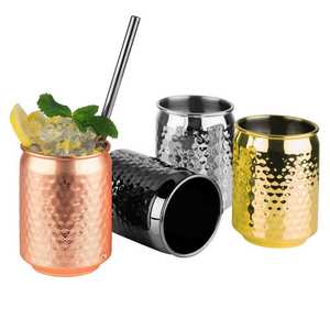 Ensemble cadeau de mugs Mule en cuivre martelé et kit de barware en acier inoxydable dans une boîte noire - Product Image 1