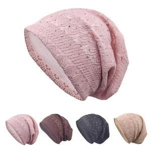 Elegante Gorro de Encaje Unisex Ajustable 100% Acrílico para Uso Casual en Rosa, Marrón, Negro y Beige 56-58CM - Product Image 1