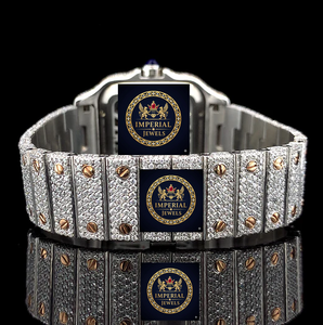นาฬิกาควอตซ์ประดับเพชรโมอิสซาไนต์ Imperial Jewels สไตล์ฮิปฮอปสุดหรู สายสแตนเลสอัลลอยด์ GPS แสดงวันที่อัตโนมัติ สำหรับทั้งชายและหญิง ขนาด 18 มม. พร้อมตัวล็อคแบบพับได้ - Product Image 2