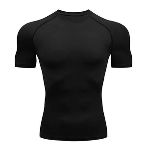 Men's Blue <b>Black</b> Short Sleeve <b>Compression</b> <b>Shirt</b> Quick Dry Sublimation Printed Spandex Polyester Rash Guard Adult Sport Top - Product Image 2