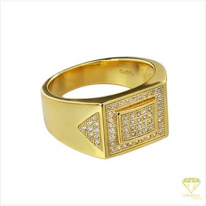 Anillo de Sello Geométrico de Lujo para Hombre, Plata 925 con Diamante Cultivado en Laboratorio, Diseño de Parte Superior Cuadrada, para Marcas de Joyería y Compradores Mayoristas - Product Image 2