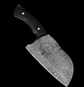Personalized Handmade Rain Drop Pattern Damascus Steel Serbian Cleaver Chopper Butchers Knife Handmade Meat Cleaver Knife - Product Image 4