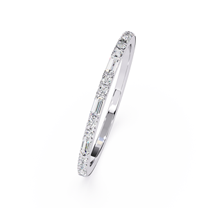 Platinum Women's Diamond <b>Ring</b> With Baguette And Round Cut Natural Diamonds GIA Certified Classic Style - Product Image 2