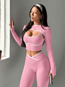 Ensemble de yoga trois pièces pour femmes : leggings de performance, soutien-gorge de sport, veste, tenue de fitness et de gym - Product Image 5