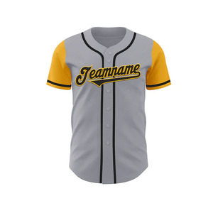 Conjunto de Uniforme de Béisbol para Hombre, Gris y Amarillo, Jersey de Manga Corta y Pantalones, Poliéster que Absorbe la Humedad, Impresión con Nombre del Equipo, Ropa de Béisbol - Product Image 3
