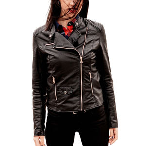Chaquetas de Mujer, Chaqueta de Motocicleta de Cuero Genuino, Chaqueta de Cuero de Oveja Marrón de Longitud Media para Mujer, para Invierno y Actividades al Aire Libre - Product Image 2