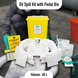 Oil Spill Kit 60 Liter with Pedal Bin Oil Only Absorbent Spill Response Kit with Foot Operated Container for Industrial Oil Leak - Product Image 2