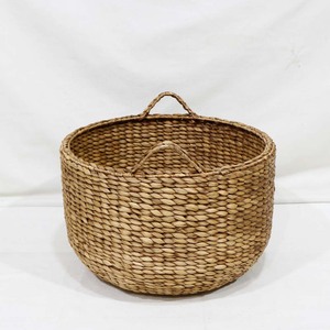 Hot Selling Water Hyacinth Laundry <b>Basket</b> Round Storage <b>Hamper</b> With Woven Handles - Product Image 3
