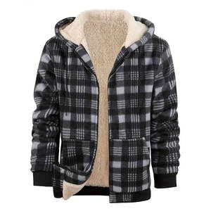 <b>Women's</b> Plaid Zip Up Hoodie Fleece Lined <b>Long</b> <b>Sleeve</b> Jacket Casual Winter <b>Top</b> - Product Image 1