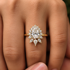 Unique Kite Shape Cluster <b>Ring</b> Pear Cut Lab Grown Diamond Engagement <b>Rings</b> 18K Solid <b>Gold</b> Elegant Fine Jewelry Anniversary <b>Rings</b> - Product Image 2