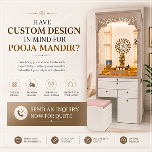 Luxury Traditional Solid Engineered Wood Home Temple Storage Carved Details Pooja <b>Mandir</b> Indoor Use Stool Dual Tone OEM Delhi - Product Image 5