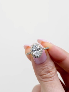 Custom ODM Manufacturer 10K 14K 18K Gold 3ct Oval Moissanite Halo Engagement Wedding <b>Ring</b> Prong Setting Fine Jewelry Direct - Product Image 3